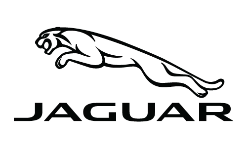 Jaguar logo with leaping jaguar silhouette.