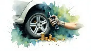 Car repair costs concept illustrated with coins.