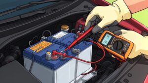 Testing car battery with multimeter