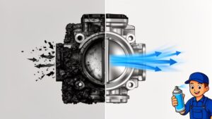 Dirty and clean carburetor comparison.