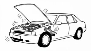 Vibrating car engine problem illustration