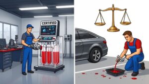 Certified car fluid process versus manual method