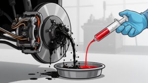 Car brake maintenance with syringe