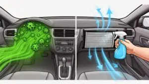 Car interior air filter cleaning illustration