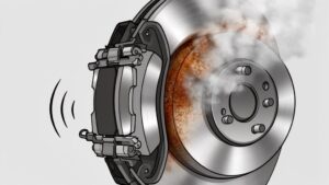 Smoking car brake with rust