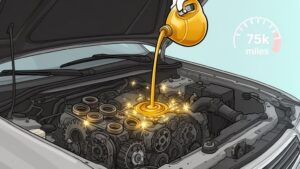 Oil being poured into car engine