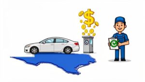 Graphic of car on a map with mechanic.