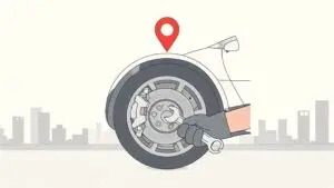 Car brake repair with location pin icon