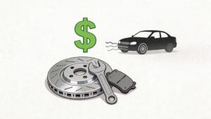 Brake parts with dollar sign and car illustration