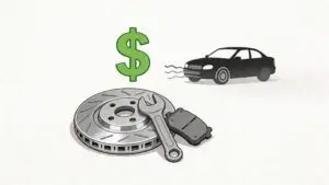 Brake parts with dollar sign and car illustration