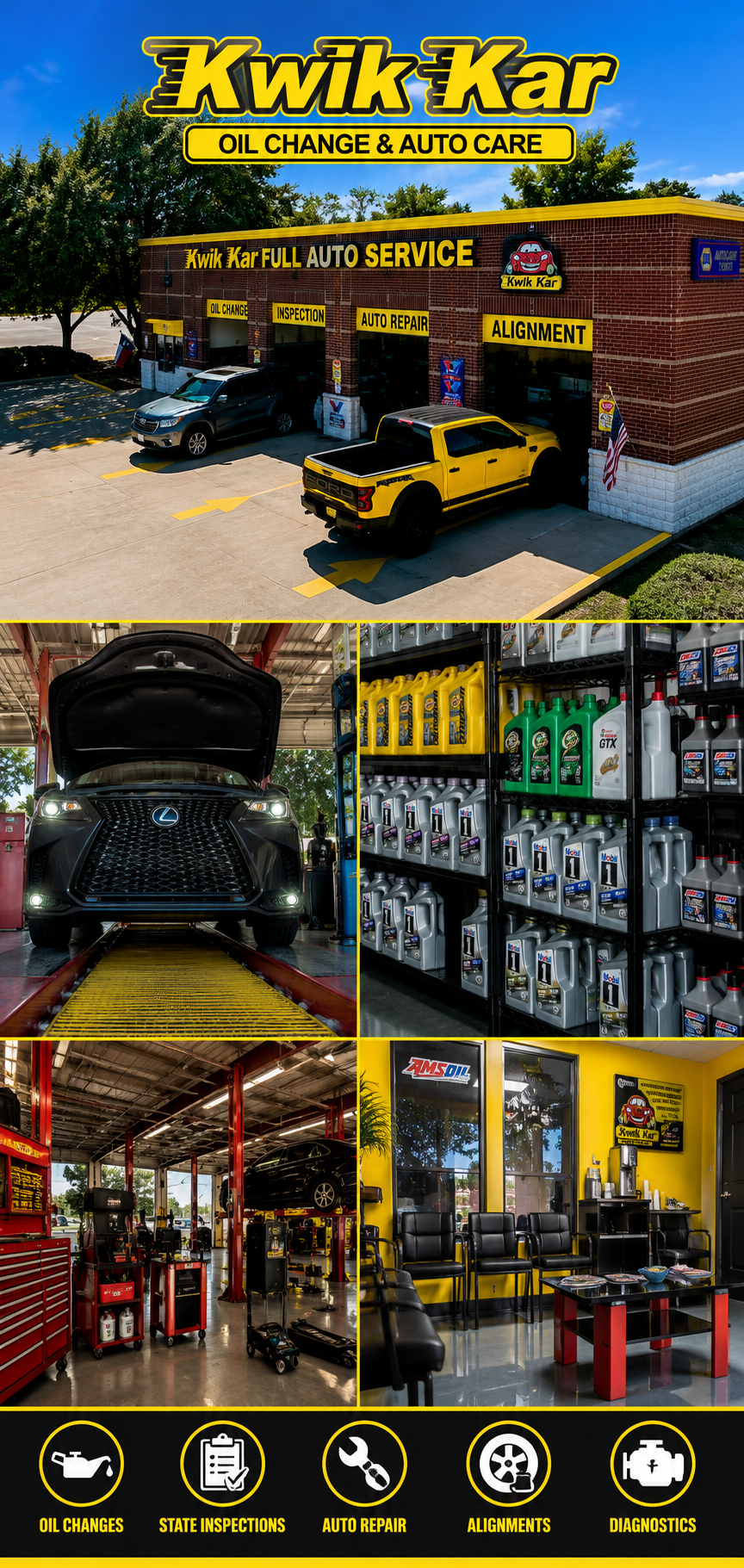 Kwik Kar auto service shop exterior and interior