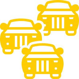 Three overlapping yellow car icons