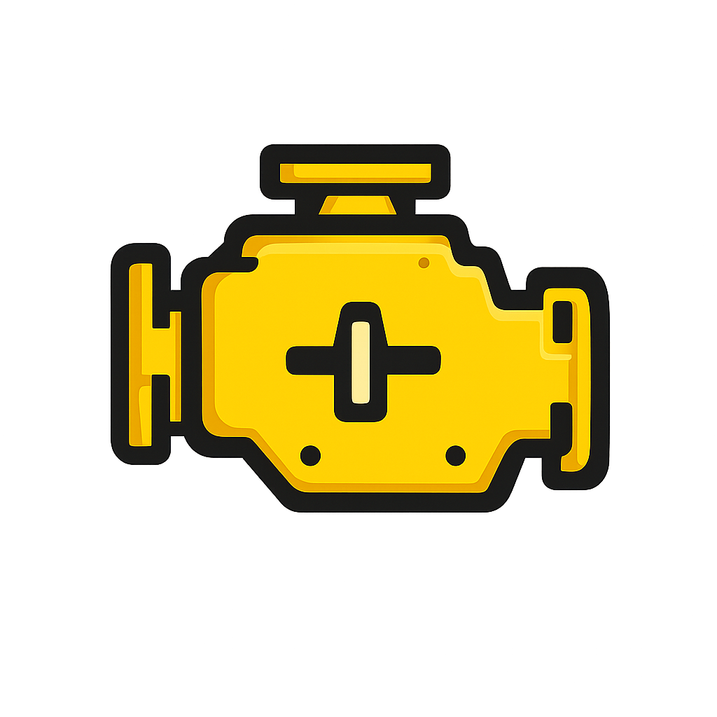 Glowing yellow check engine dashboard warning icon