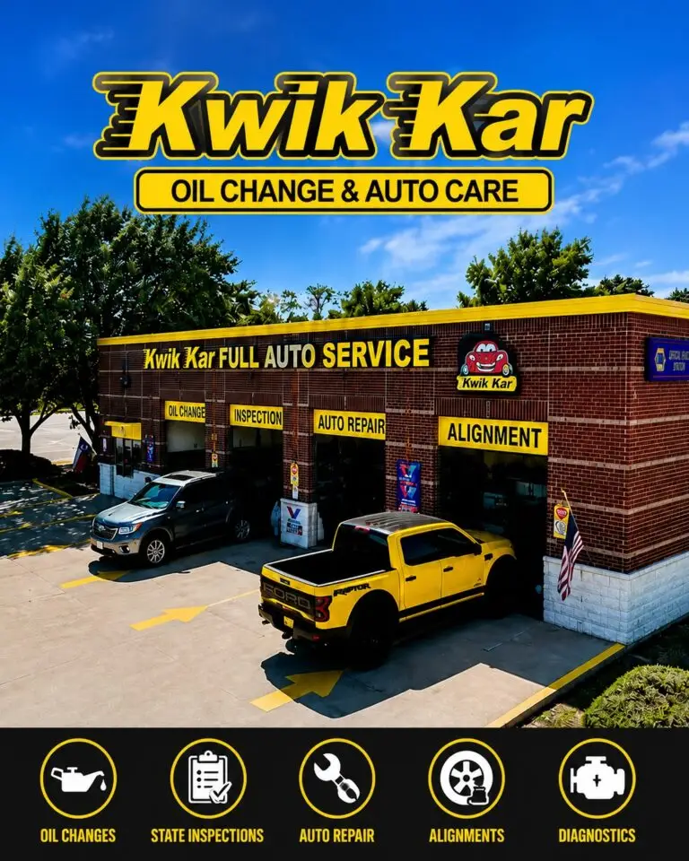 Kwik Kar auto service shop exterior with vehicles