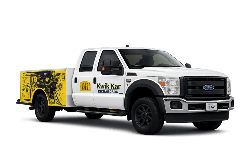 Kwik Kar Richardson fleet service truck for commercial vehicle maintenance in Richardson, TX