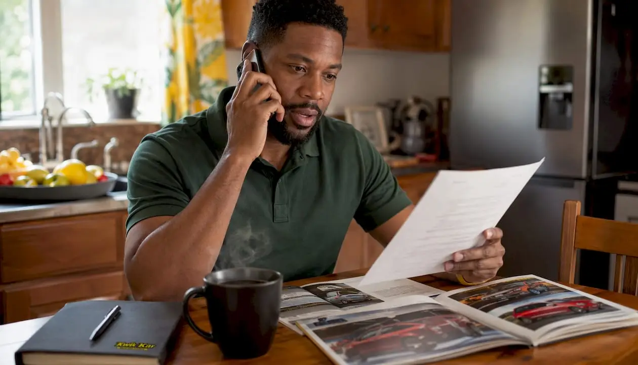Man making auto shop estimate call