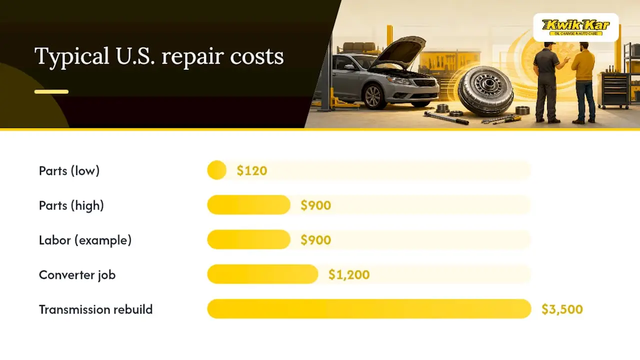 Chart showing torque converter repair cost ranges