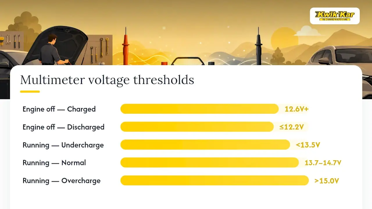 Battery voltage readings and conditions diagram