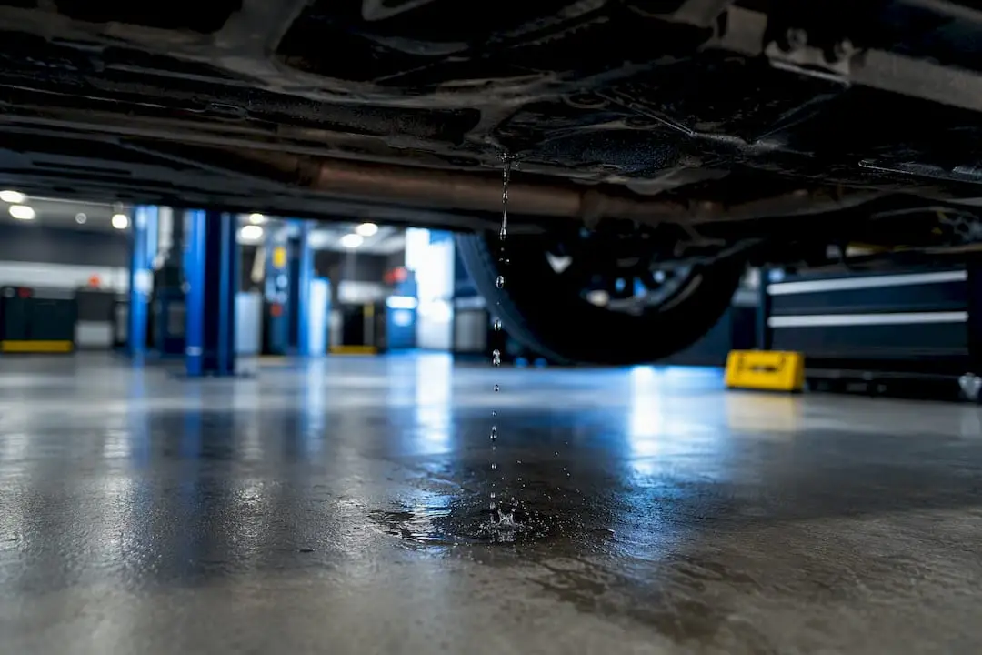 AC condensate dripping beneath a vehicle