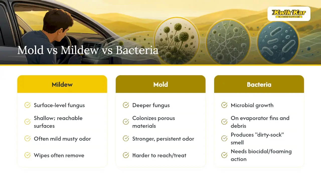 Comparison of mold mildew and bacteria in AC