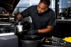 Technician performing fleet preventive maintenance