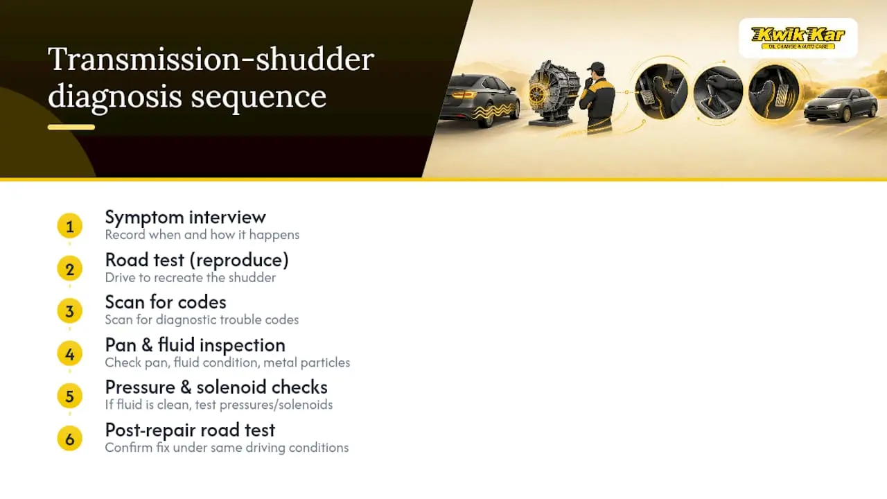 Transmission shudder diagnosis sequence