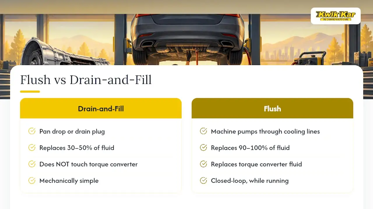 Transmission Flush vs Drain and Fill: How Each Service Works — overview diagram