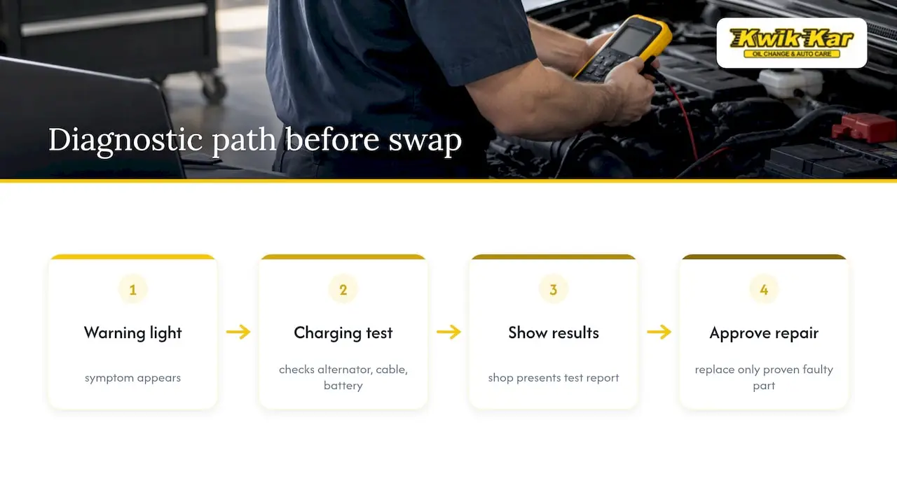 Diagnostic path for battery warning symptoms