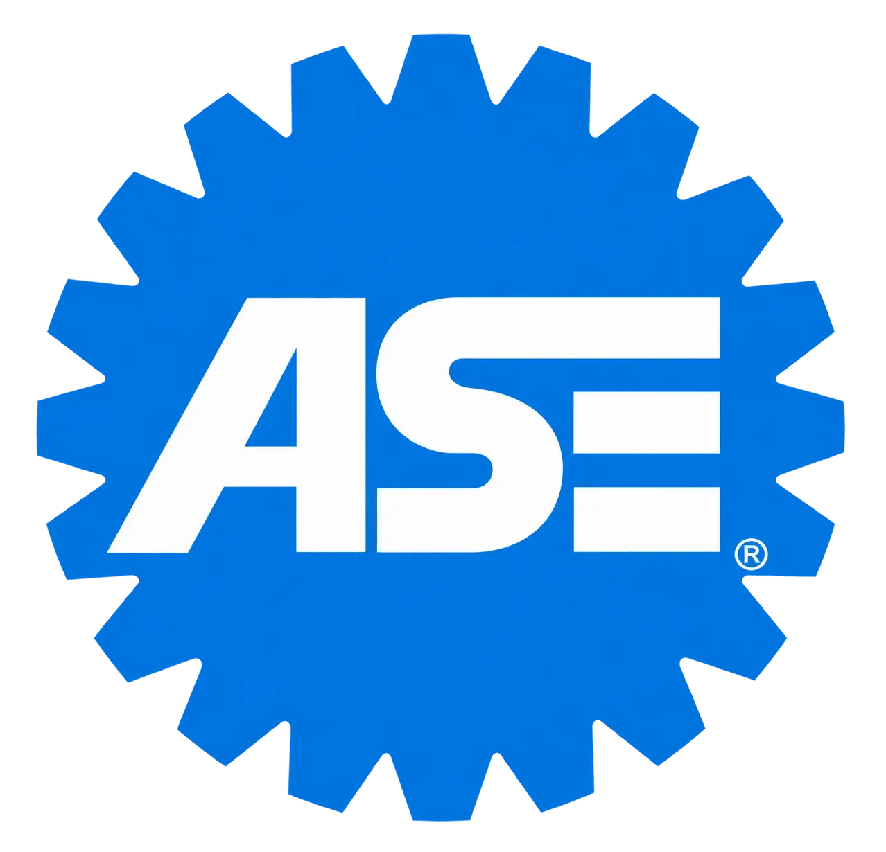 ASE Certified Technician badge with blue gear design for Kwik Kar Oil Change & Auto Care in Richardson, TX