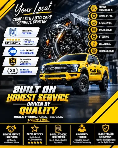 Kwik Kar complete auto care with ASE-certified technicians and RepairPal certification